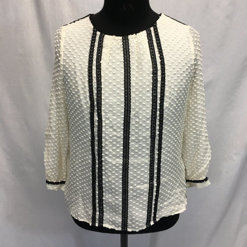 NWT J. Crew Black and White Blouse Size 12